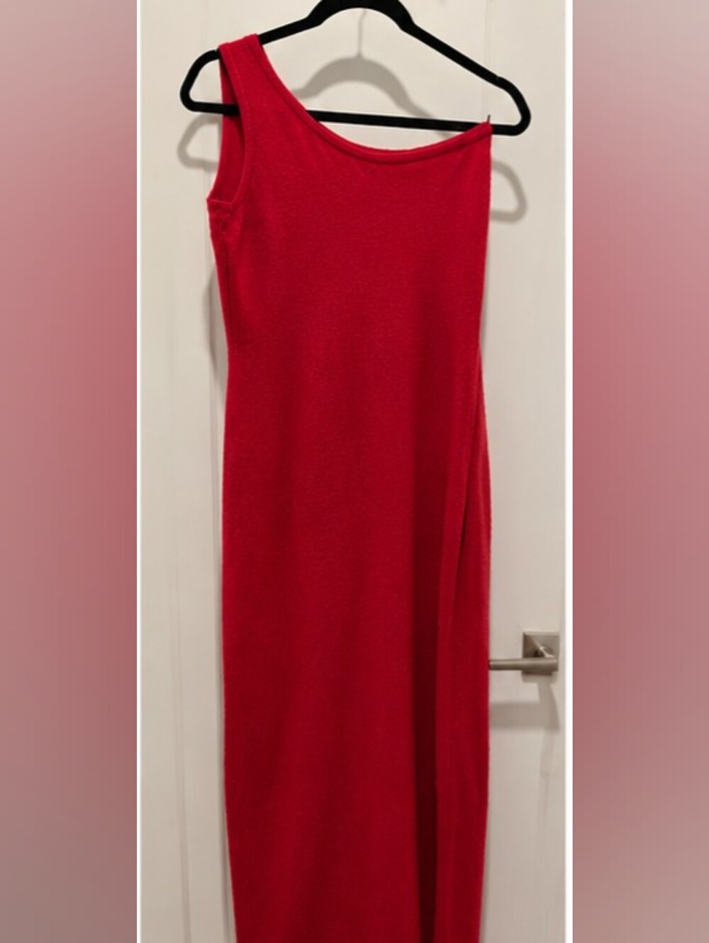 Banana Republic 100% Cashmere One Shoulder Maxi Dress Red M